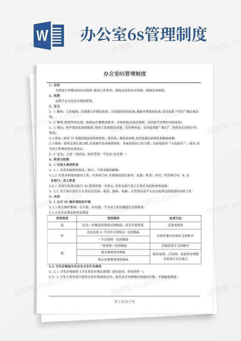 办公室6S管理制度-