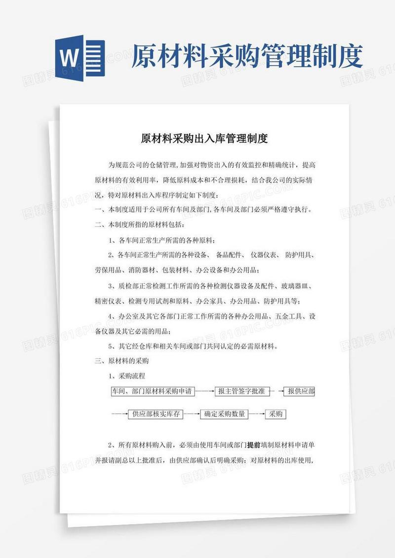 大气版原材料采购出入库管理制度