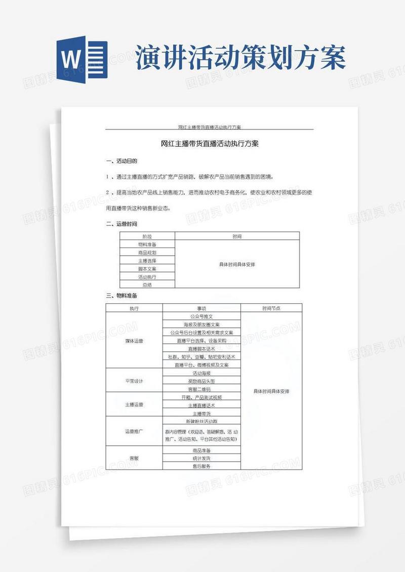 通用版网红主播带货直播活动执行方案