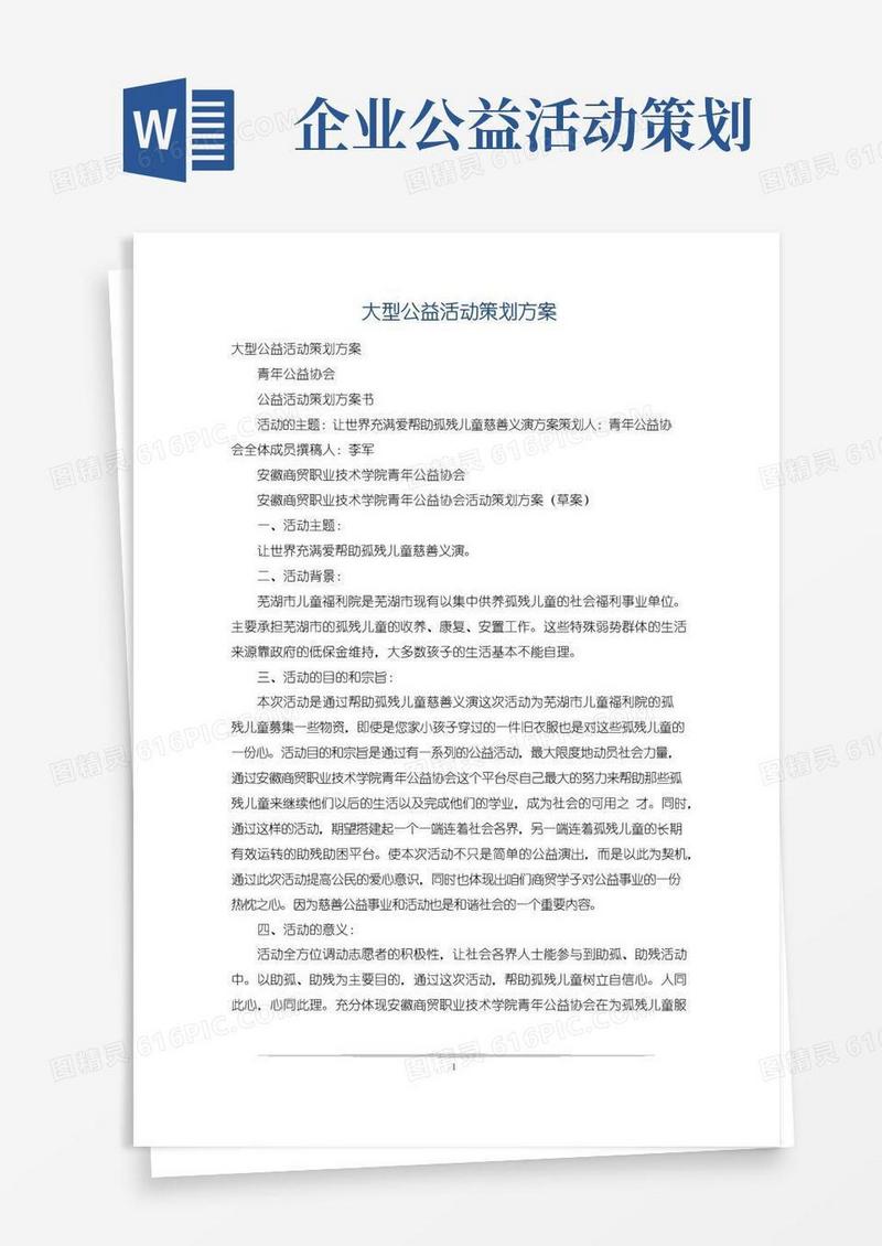 好用的大型公益活动策划方案