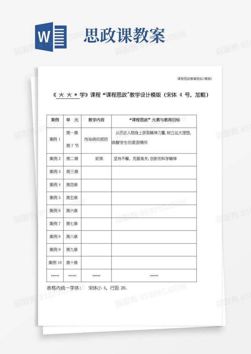 实用的课程思政教案梳拟(模板)
