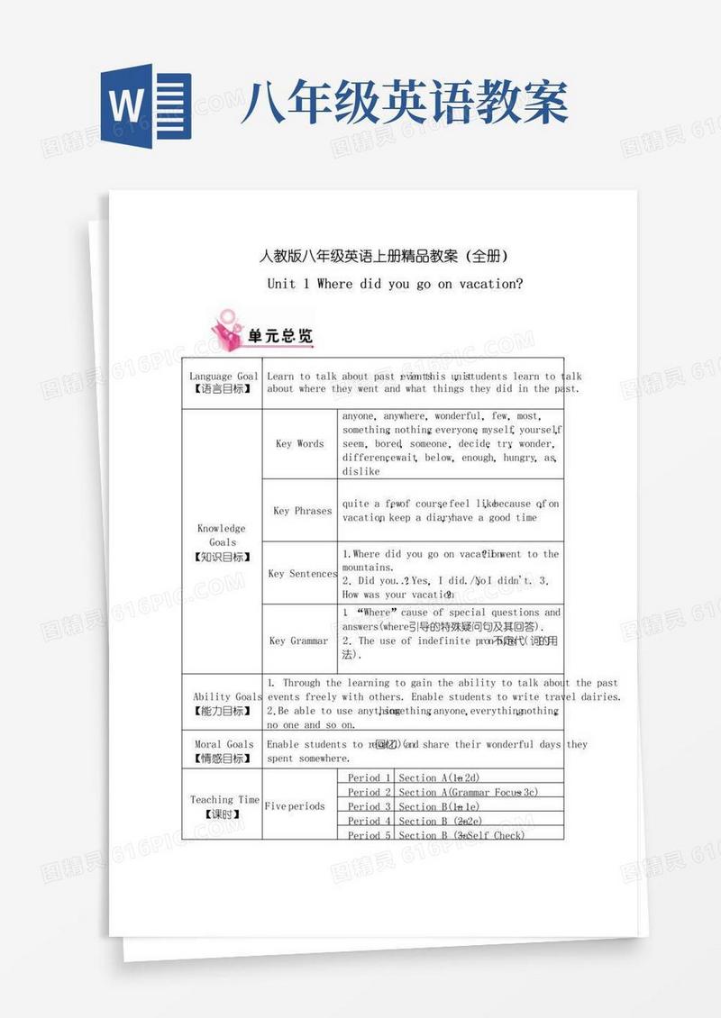简易版人教版八年级英语上册精品教案(全册)