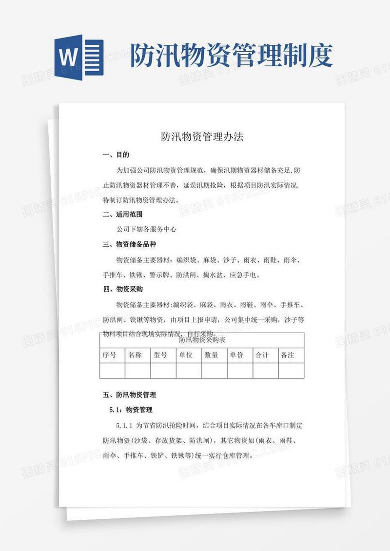 好用的防汛物资管理办法改版