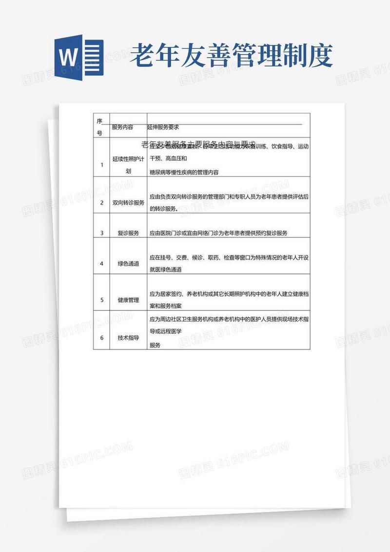 实用的老年友善服务主要服务内容与要求