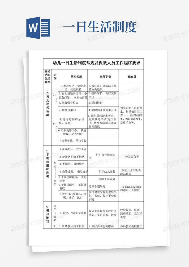 通用版一日生活制度(全)