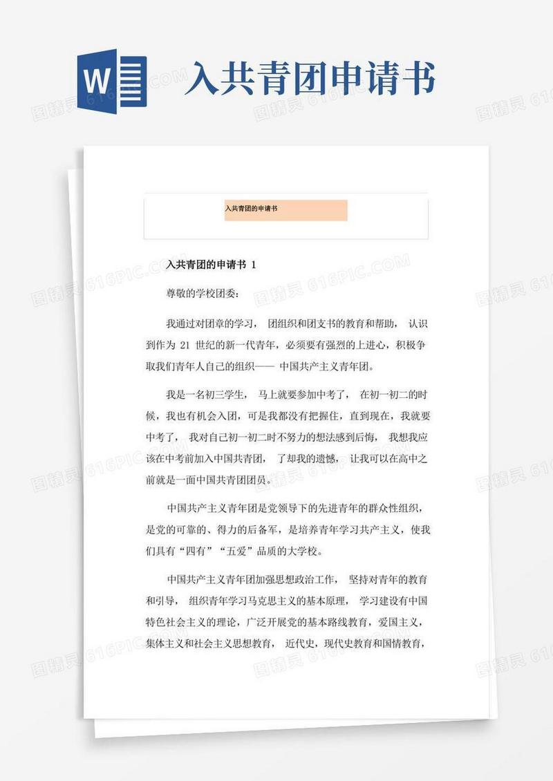 实用的入共青团的申请书