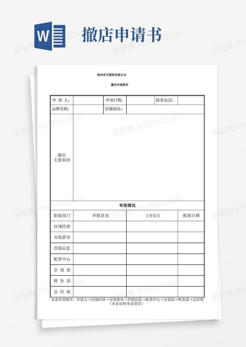 简易版撤店申请报告