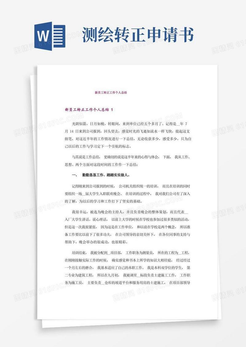实用的新员工转正工作个人总结