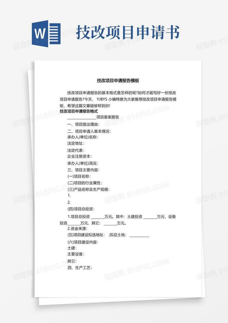 大气版技改项目申请报告模板