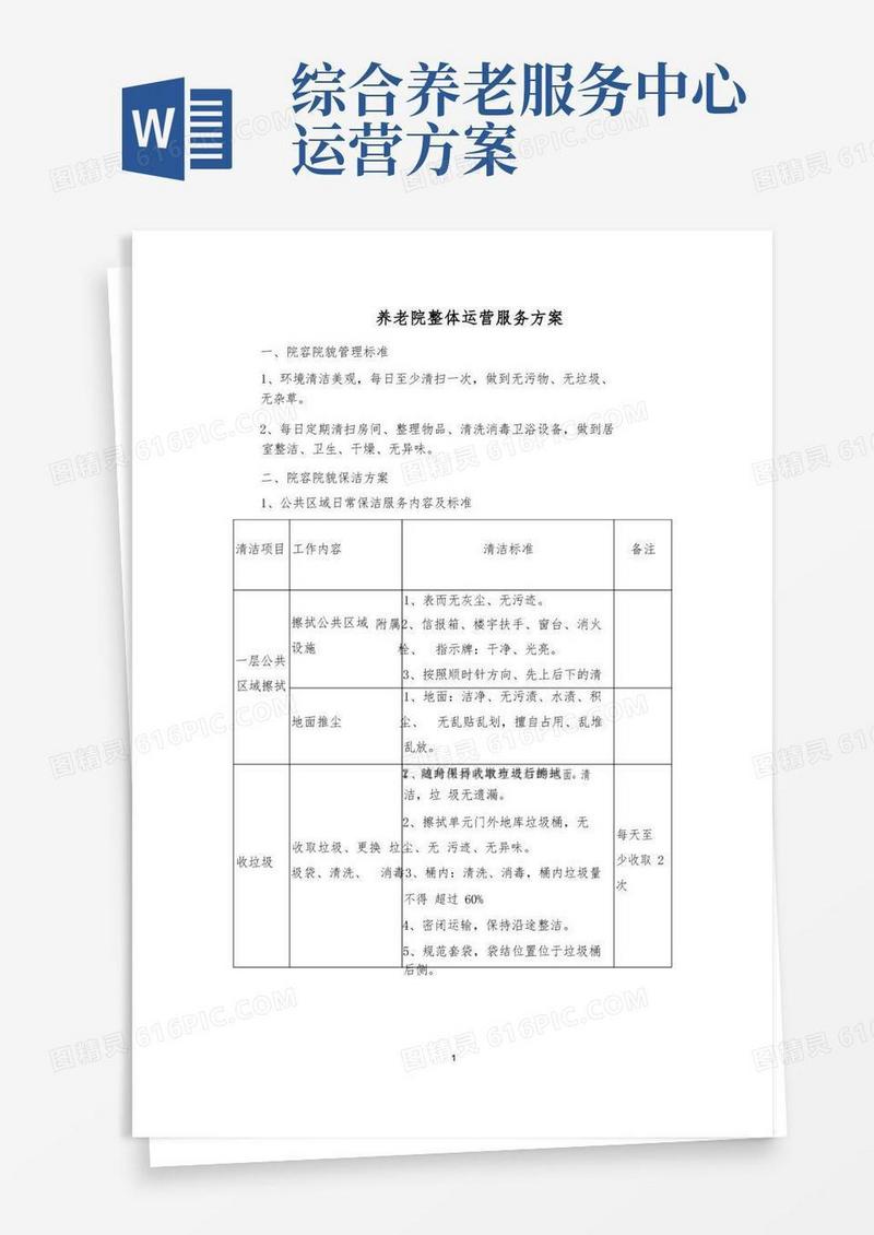 通用版养老院整体运营服务方案