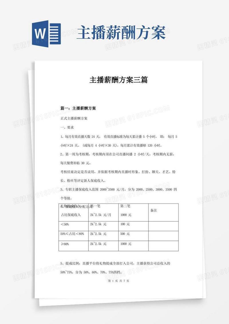 好用的主播薪酬方案三篇