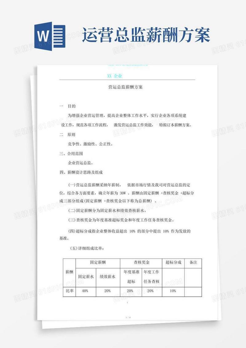 实用的(完整word版)运营总监薪酬方案