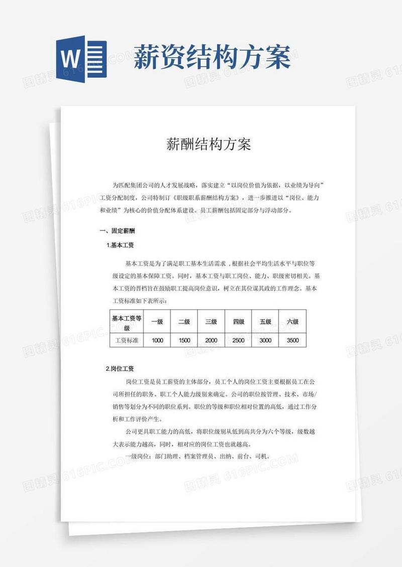 简易版薪酬结构方案