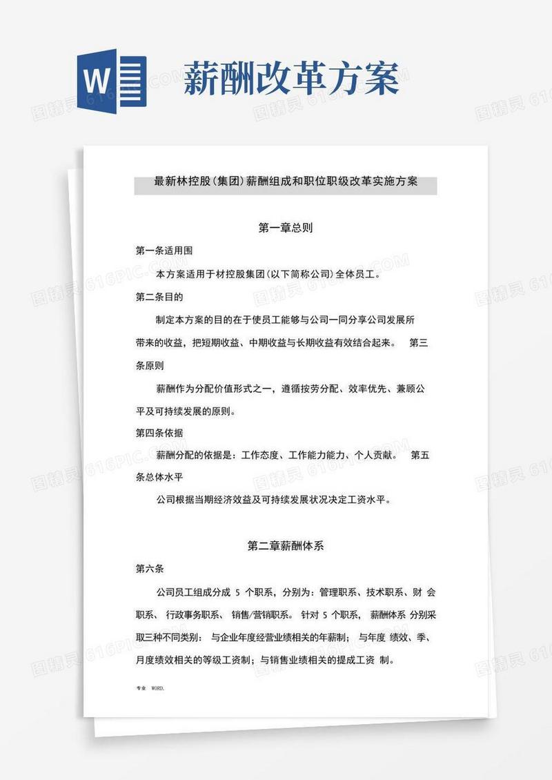 大气版集团公司薪酬体系与职级等级改革方案