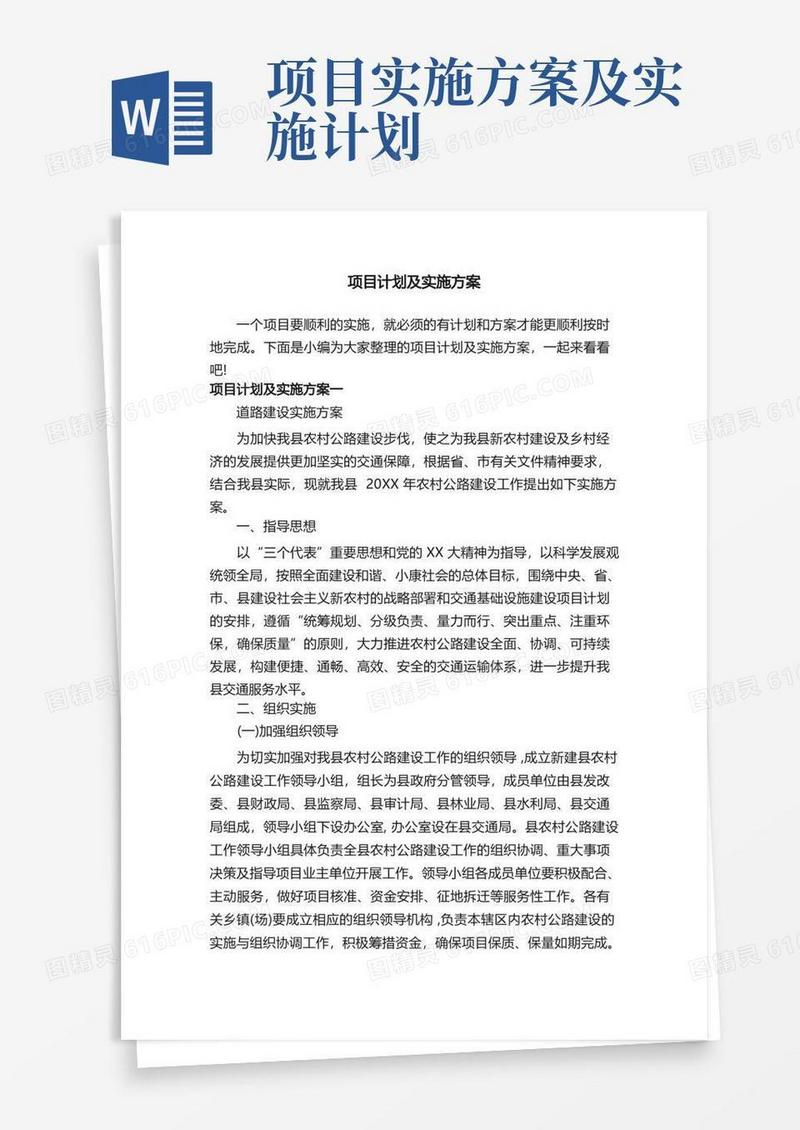 简易版项目计划及实施方案