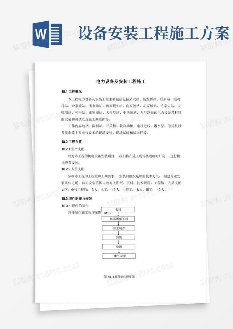 方便的电力设备及安装工程施工方案