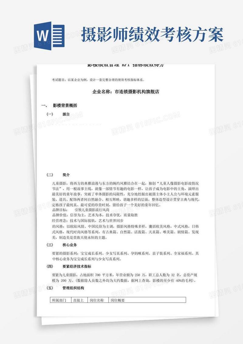 好用的影楼绩效管理KPI指标绩效得分