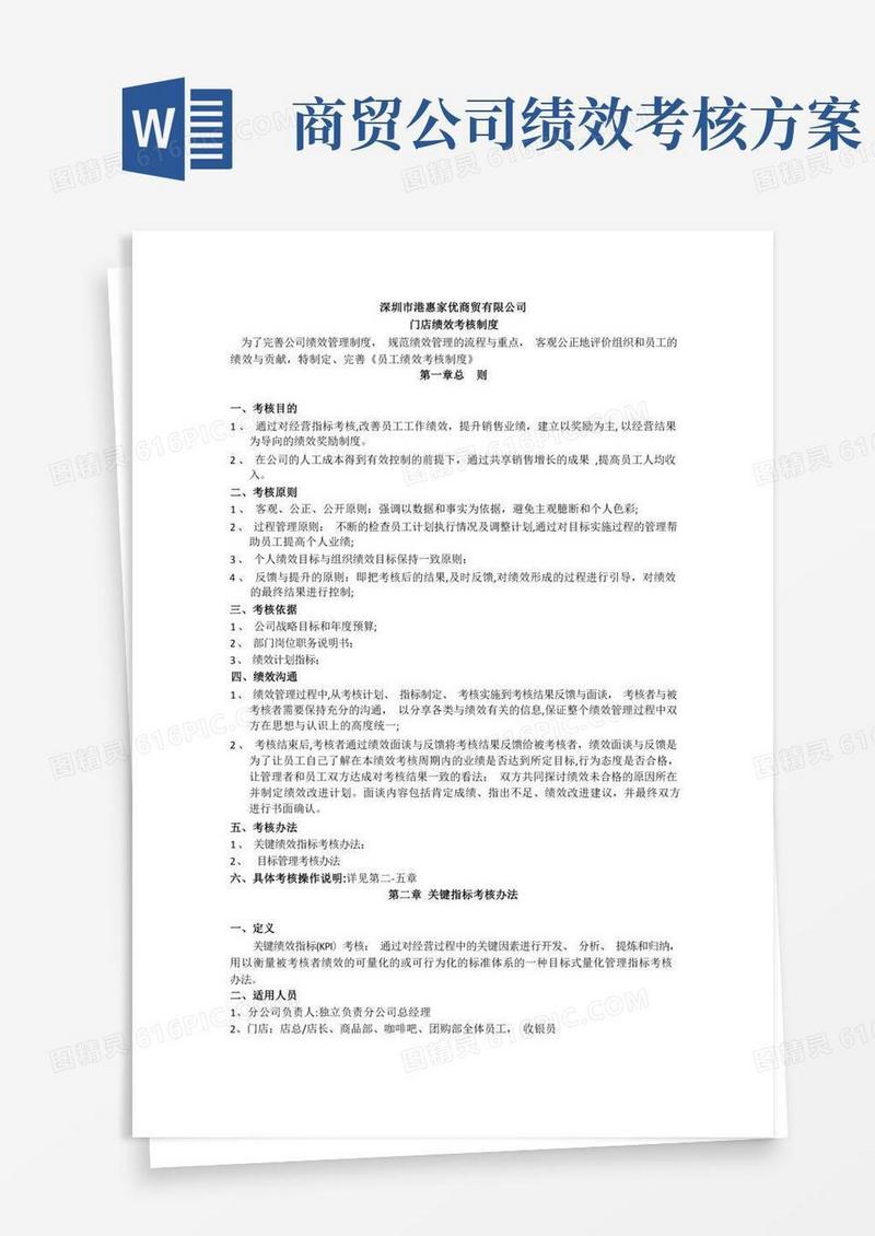 通用版门店绩效考核方案