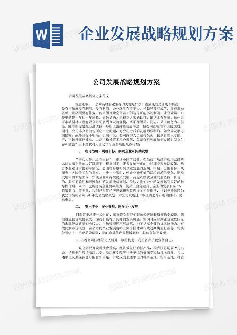 方便的公司发展战略规划方案
