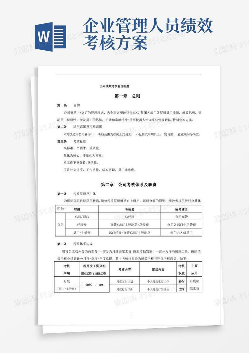简洁的公司绩效考核方案(完整版)