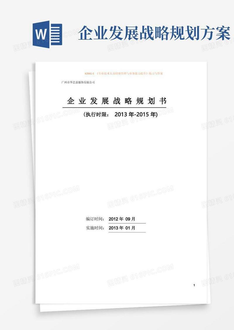 大气版企业发展战略计划书