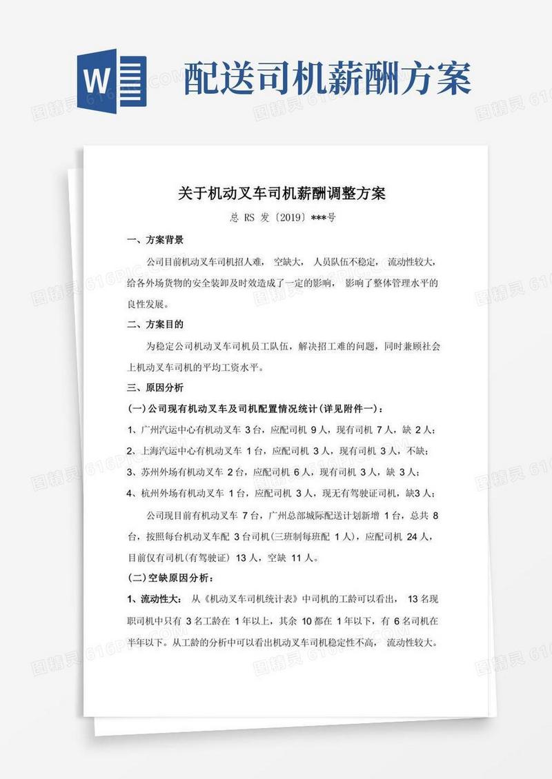 好用的关于机动叉车司机薪酬调整方案