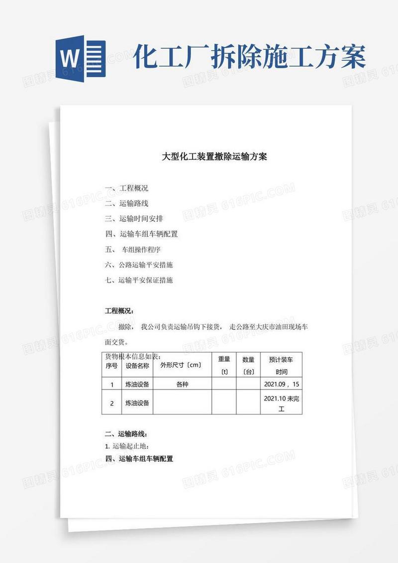 实用的大型化工装置拆除运输方案