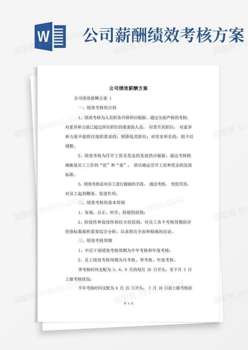 通用版公司绩效薪酬方案