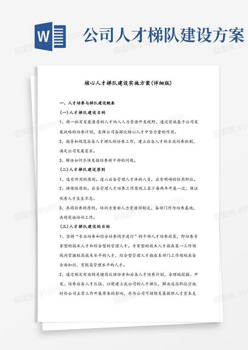 简洁的核心人才梯队建设实施方案(详细版)