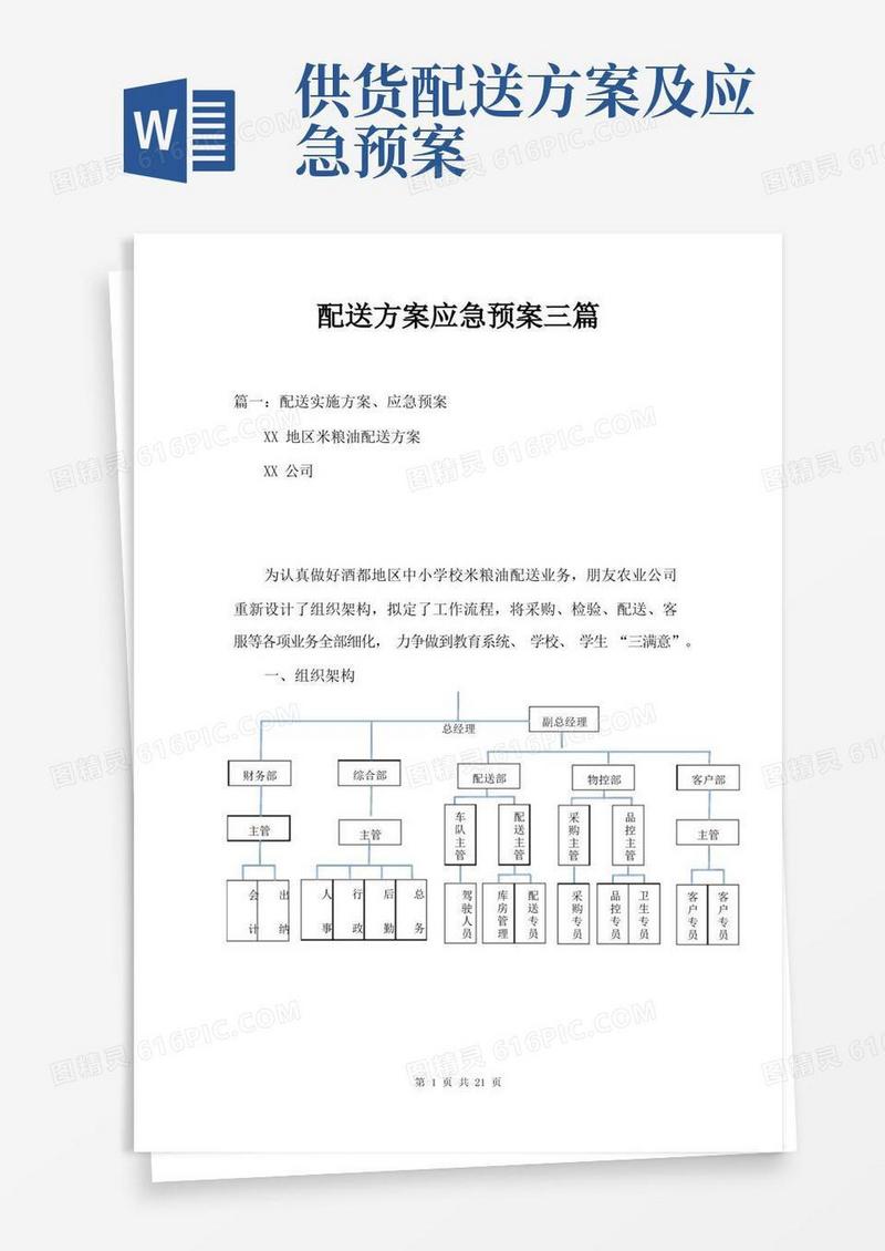 简洁的配送方案应急预案三篇