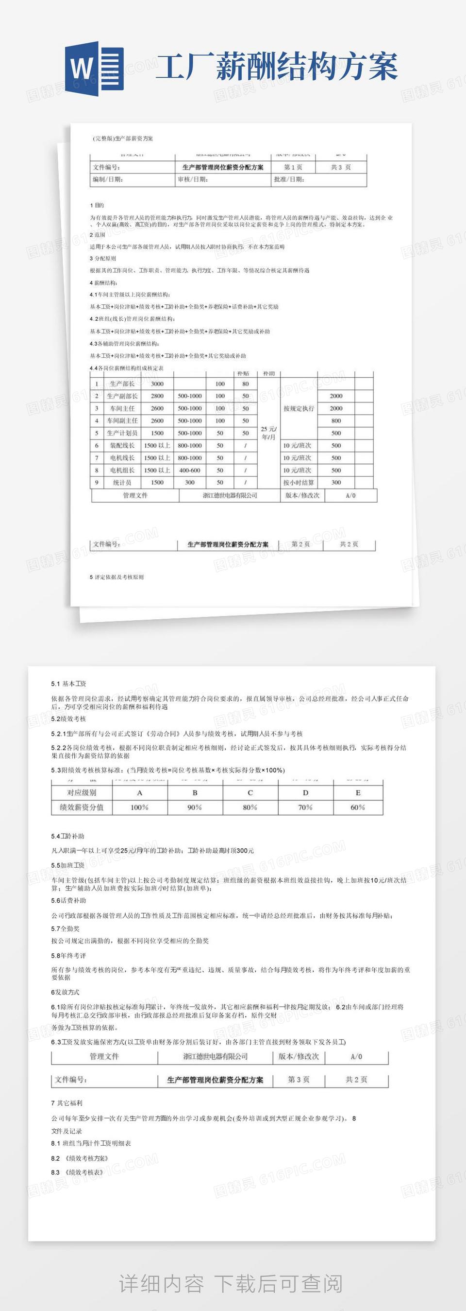 方便的（完整版）生产部薪资方案