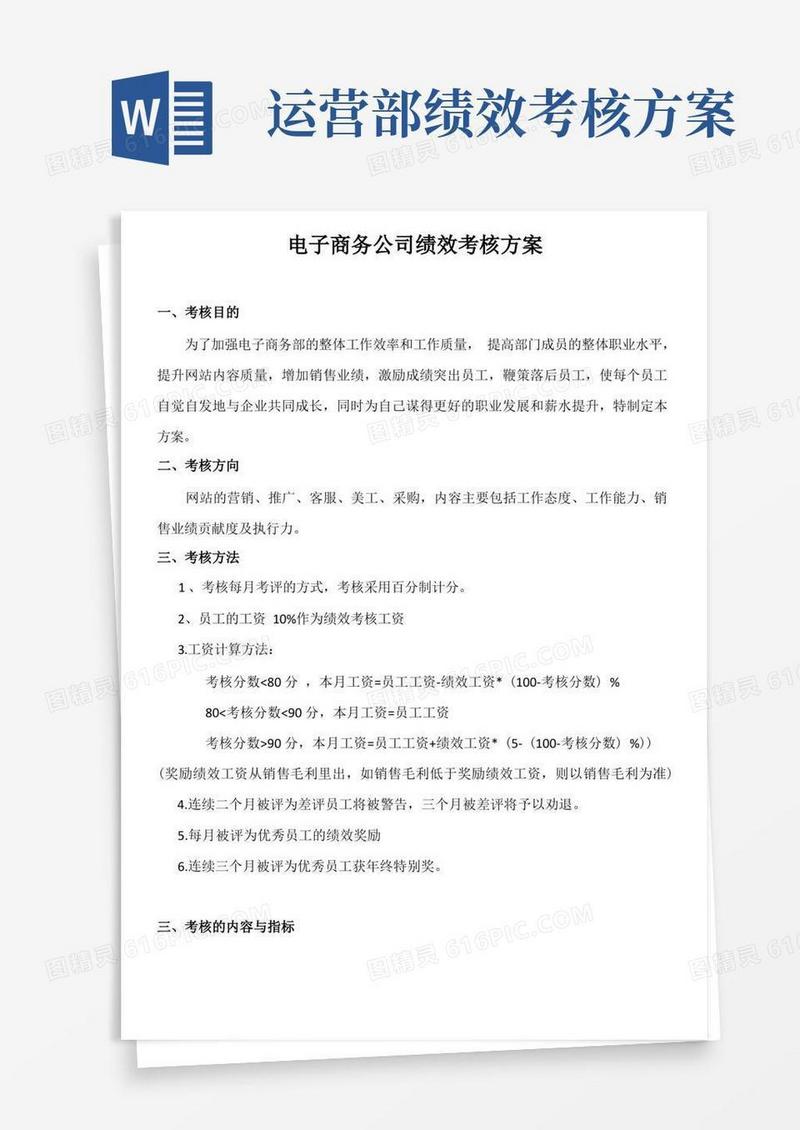 通用版(完整版)电商员工绩效考核方案