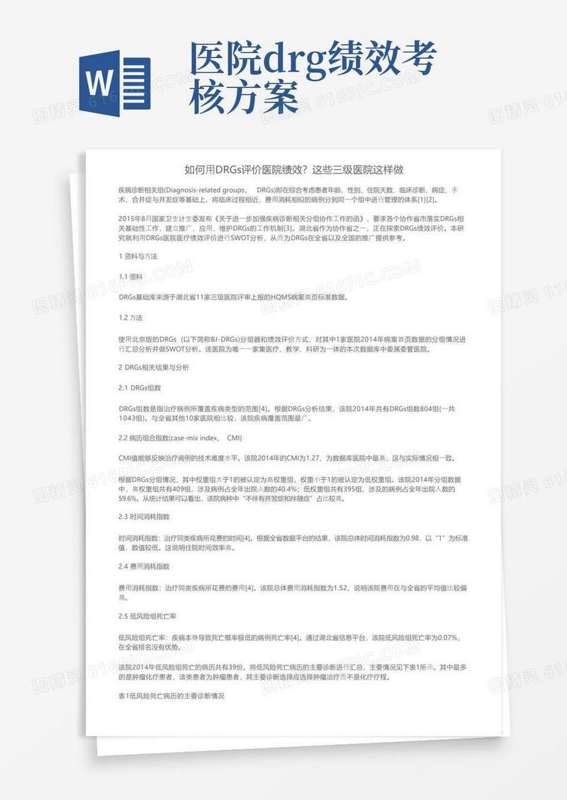 简易版如何用DRGs评价医院绩效？这些三级医院这样做