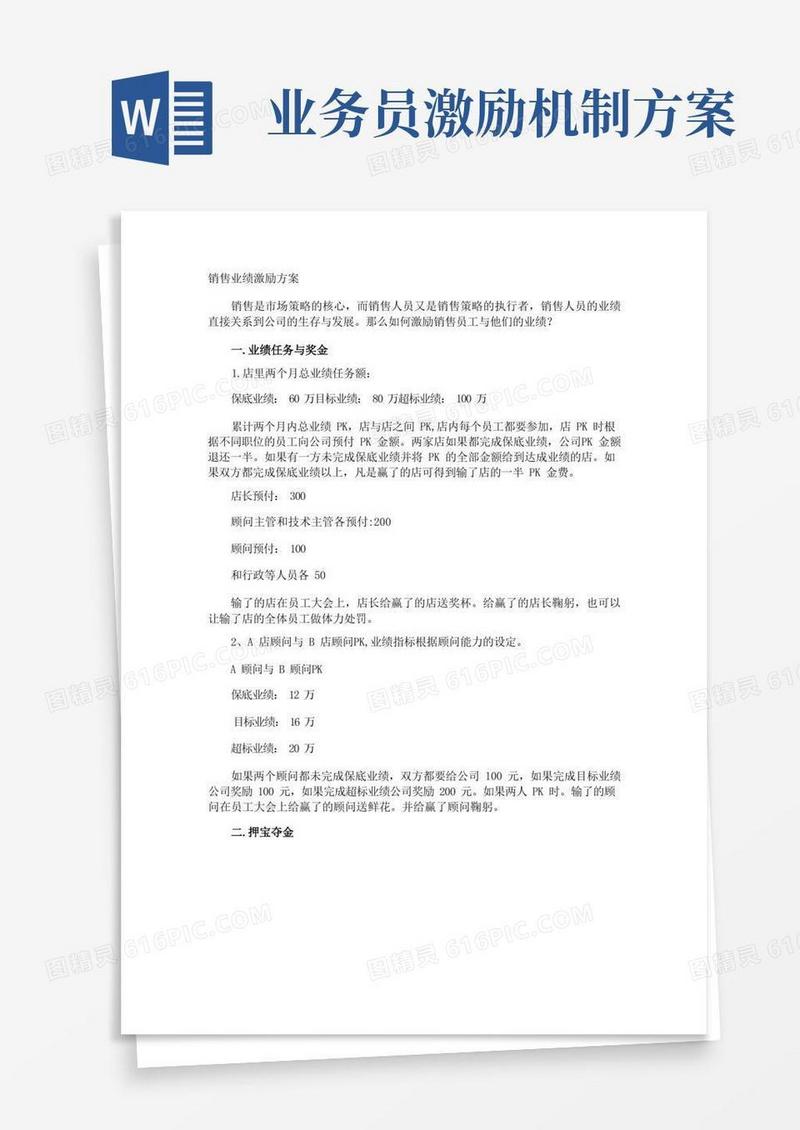 实用的销售业绩激励方案