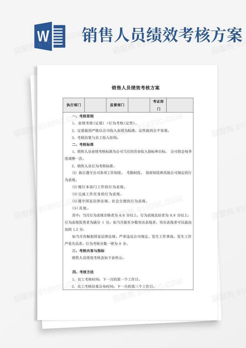 通用版销售人员绩效考核方案(完整版)