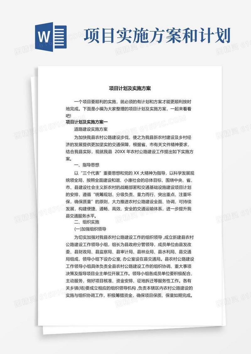 通用版项目计划及实施方案
