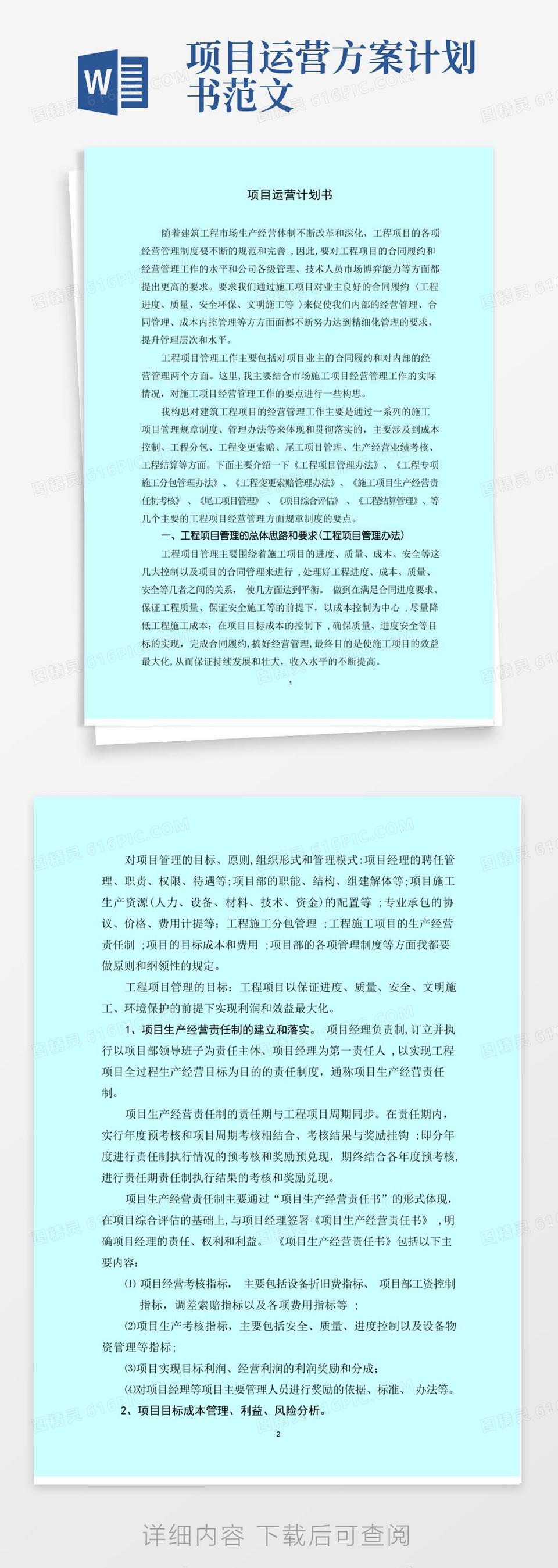 方便的项目运营计划书