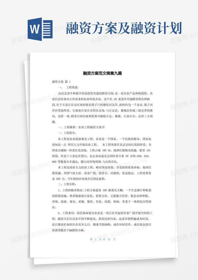 实用的融资计划范文锦集九篇