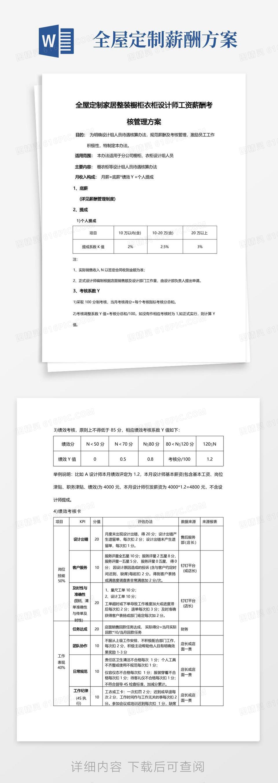 方便的定制品设计师工资薪酬考核管理方案