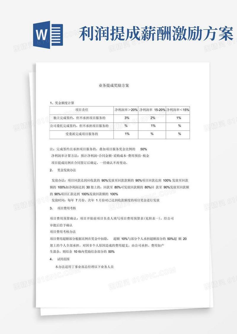 方便的业务提成奖励方案