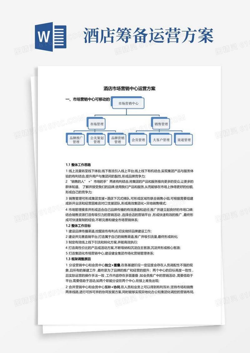 大气版星级酒店市场营销中心运营方案
