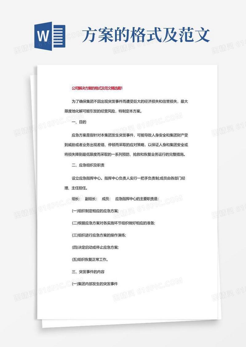 大气版公司解决方案的格式及范文