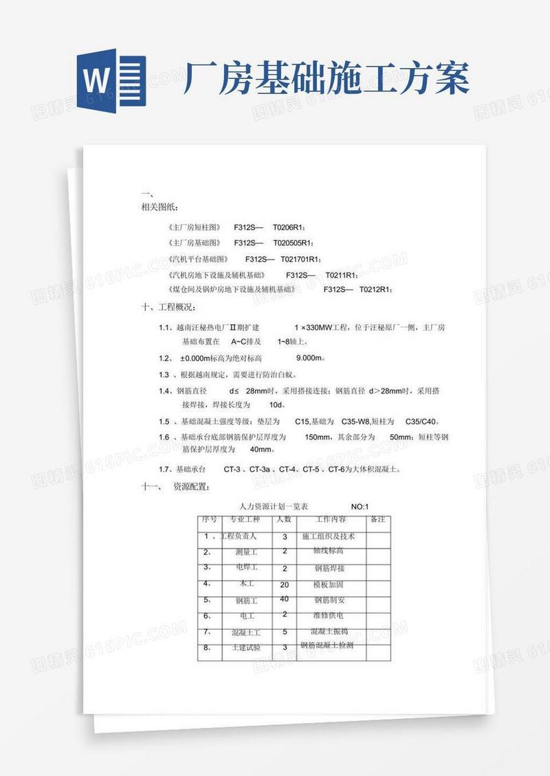 好用的(完整版)主厂房基础施工方案
