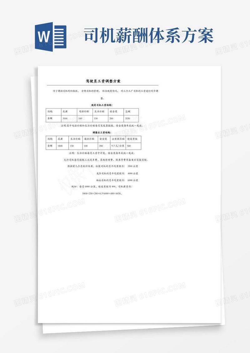 方便的司机工资方案调整