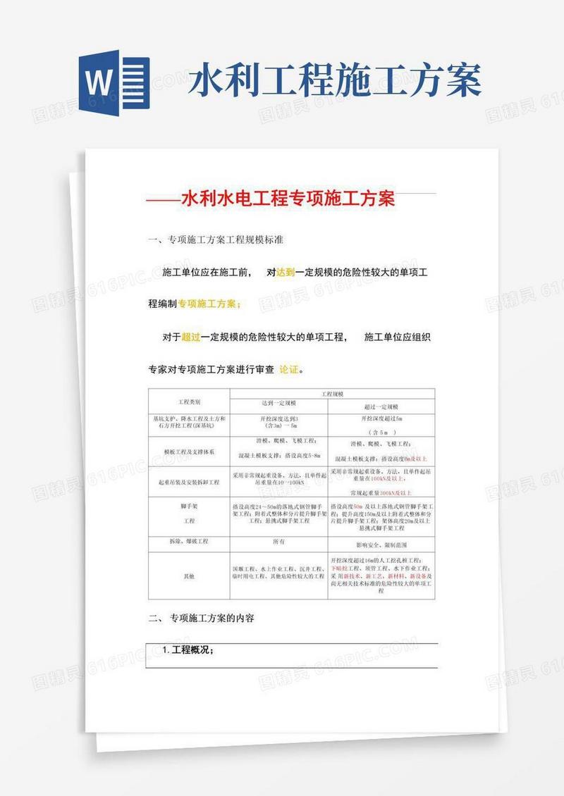 简洁的水利水电工程专项施工方案