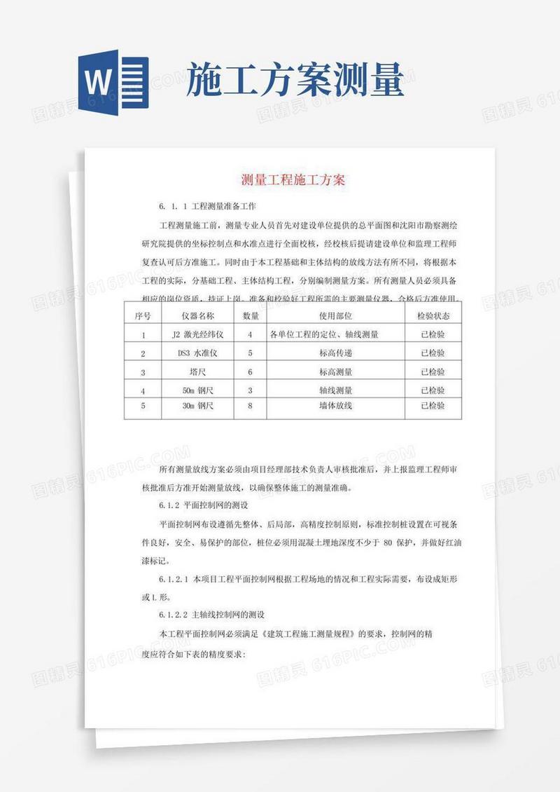 实用的测量工程施工方案