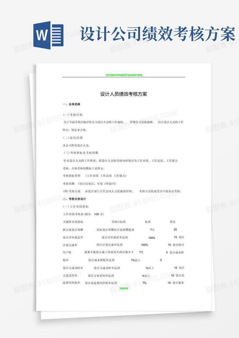 大气版设计人员绩效考核方案