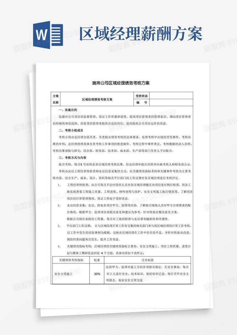 通用版区域经理考核方案细则