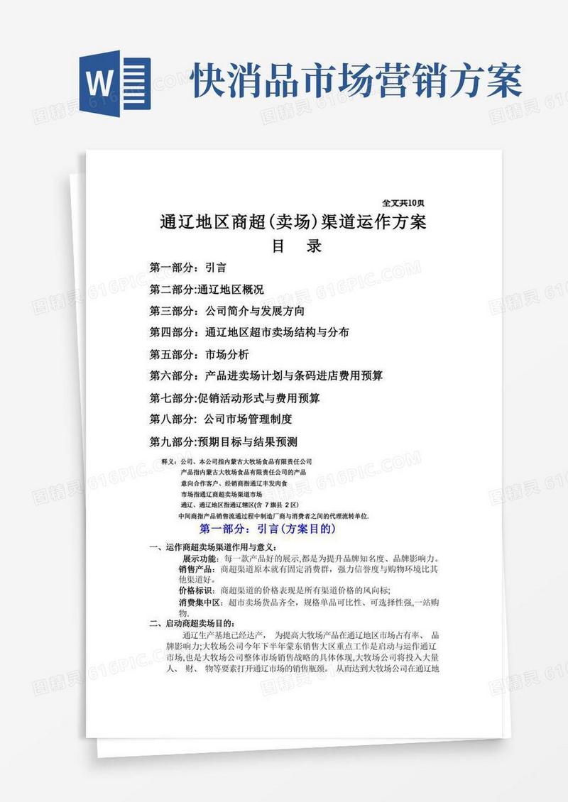 简易版快消品市场营销方案分析