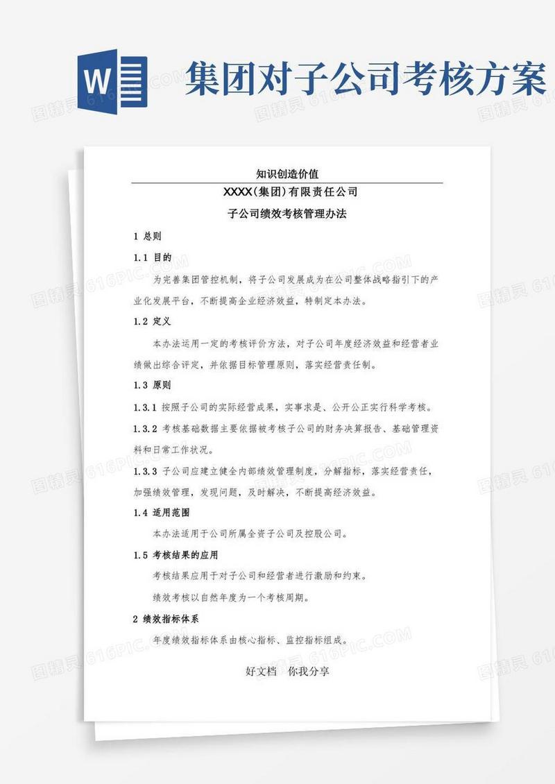 实用的子公司绩效考核管理办法